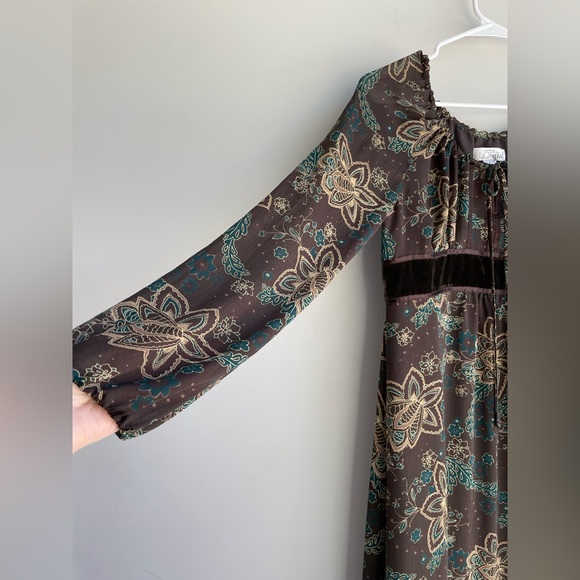 LOFT brown floral peasant dress - Picture 3 of 10